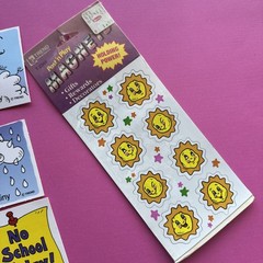 Vintage 90s Trend 1991 Post Play Sun Magnets & Classroom Calendar Weather Lot