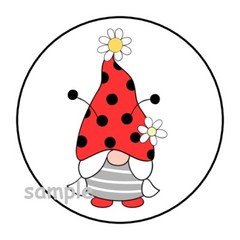 30 LADYBUG GNOME ENVELOPE SEALS LABELS STICKERS 1.5″ ROUND LADY BUG GIFTS DAISY