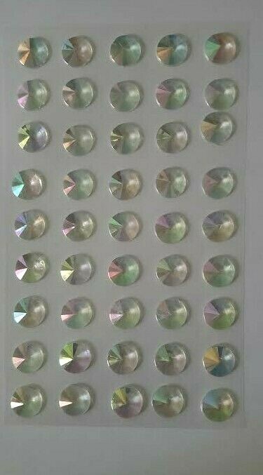 CraftbuddyUS 45pcs 12mm Stick On AB Clear Pointed Round Rhinestone Gems, Craft