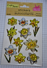 Crafter’s Square Floral Metallic Dimensional Stickers – Set of 4 – Beautiful