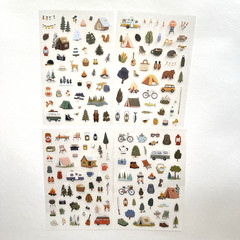 Camping Stickers 4 Sheets Animals Junk Journal Collage Planner Scrapbooking