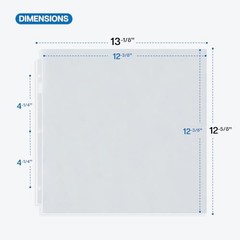 Dunwell 12×12 Scrapbook Refill Pages 25 Pack Heavy Duty Sheet Protectors 3-Ring