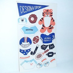 RARE 1984 Sandylion Maxi Activity Sticker Sheet DESIGN A SPORT Tiger Football
