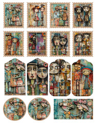 Mixed Media Couples For Card Topper Collage Supply Scrapbook Junk Journal 5 Pgs