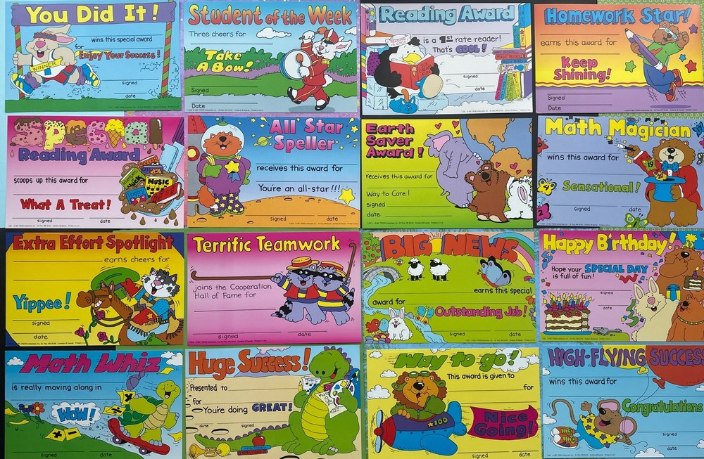 Trend Vintage 80s 90s Award Certificate Lot 16 Different Designs