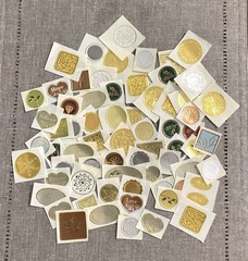 64 Miscellaneous Embossed Foil Envelope Stickers /Seals