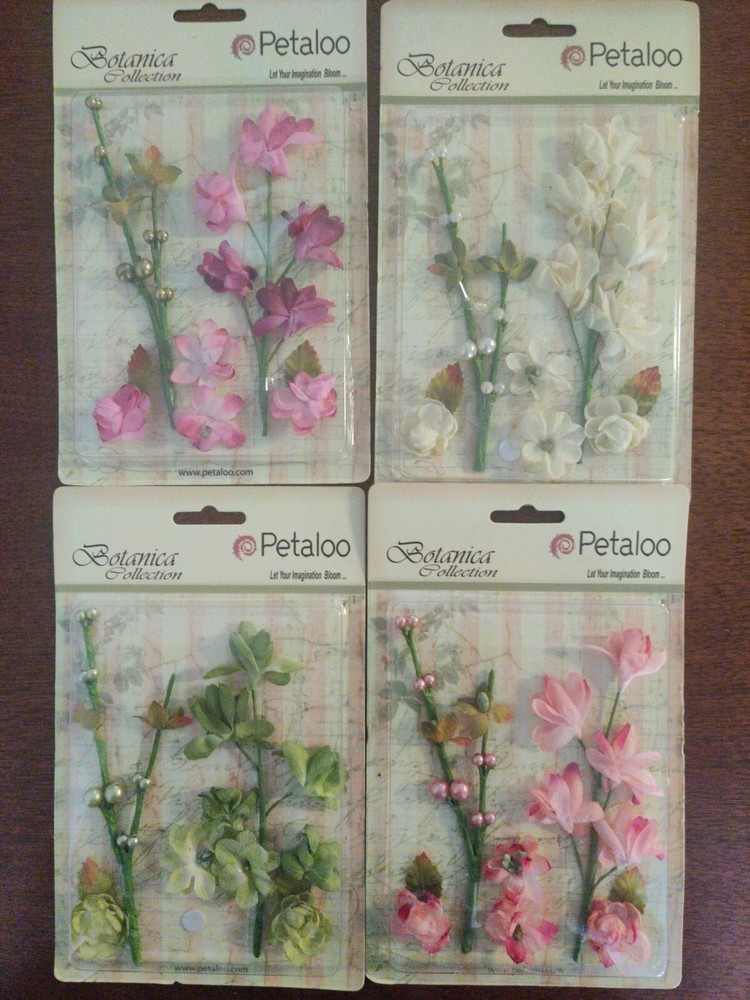 Lot 4 Petaloo Stemmed Floral Ephemera Alephemera Botanica Collection Flowers #31