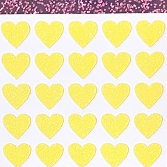 Yellow Glitter Heart Sticker Sheet! – 1/4″ to 3 inch – Cute & Sparkly!