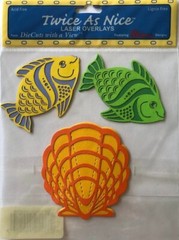 SEA SHORE Laser Overlay Die-Cuts(3pc) DCWV•Fish•Shells•Tropical•Travel •Vacation