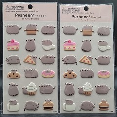 Lot of 2 Pusheen the Cat Puffy Stickers Sets of 18 by Gund Cute Cat Kitty Kitten