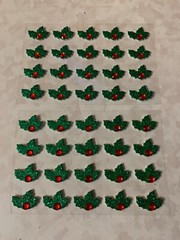 2 BULK SHEETS JOLEE’S GLITTER CHRISTMAS HOLLY 40 PC RED GEMSTONE GLITTER HOLLY
