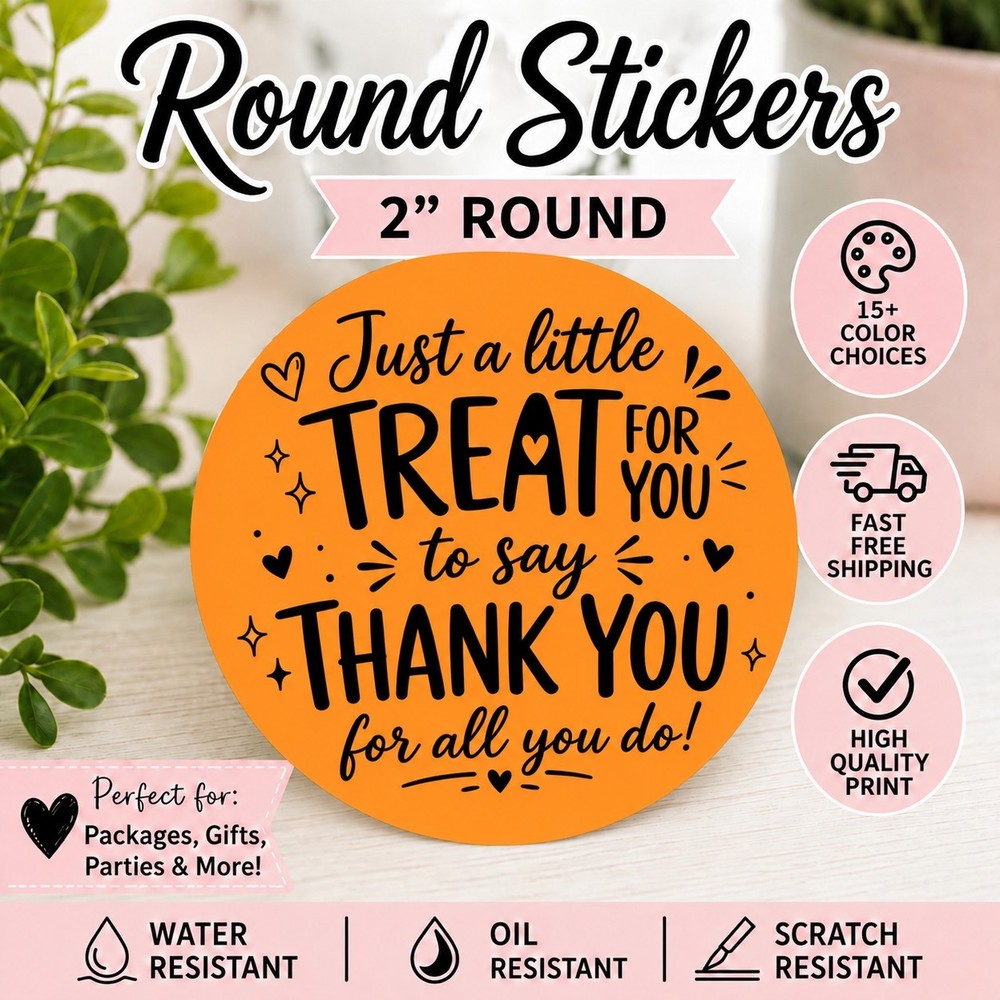 40 TREAT YOURSELF STICKERS 2″ LABELS SEALS THANK YOU PARTY FAVOR FREEBIE GIFT