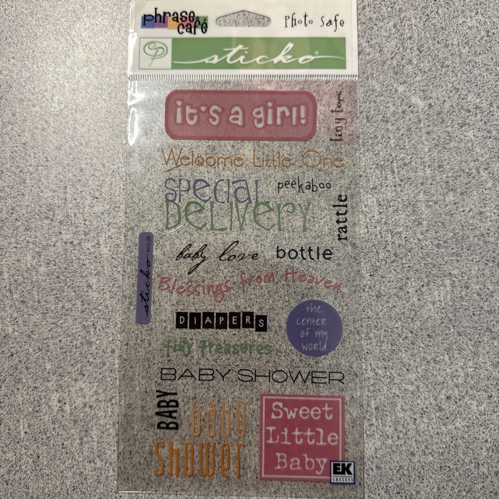 Sticko Phrase Cafe Classic Stickers EK Success Autocollants “ IT’S A GIRL “ NIP