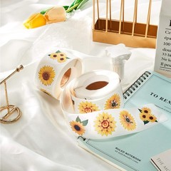500 Pcs Sunflower Stickers Roll for Envelope Seals Business Card Party Favors