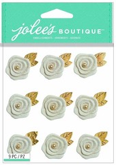 Wedding Flowers, pearl center & gold leaf, resin, 3D sticker – Jolees 21638