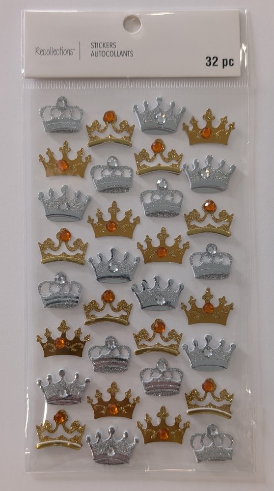 Gold & Silver Crowns Scrapbooking Stickers by Recollections
