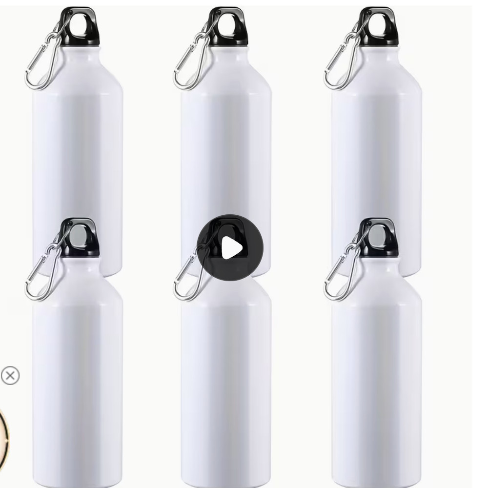 6pcs 600ml Aluminium Water Bottle White Blank Sport Bottle Sublimation Transfer