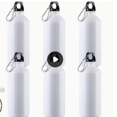 6pcs 600ml Aluminium Water Bottle White Blank Sport Bottle Sublimation Transfer