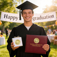 Graduation Class of 2026 Stickers 2 Inch 100Pcs Gold Embossed Graduation Cap Dip