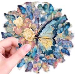 20Pcs Butterfly & Flower Multicolor Scrapbooking Stickers Assorted Designs