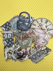 Set of 15 Vintage Teacups English Tea Time Photos Stickers Scrapbooking