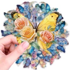 20Pcs Butterfly & Flower Multicolor Scrapbooking Stickers Assorted Designs