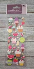cupcake fun stickers EK success scrapbook dimensional puffy sparkled 31pc new
