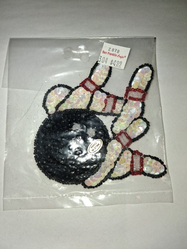 Vintage Bowling Ball and Pins Sequins Patch Great for Hats Bags Backpack