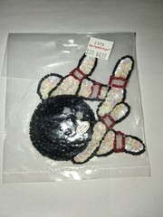 Vintage Bowling Ball and Pins Sequins Patch Great for Hats Bags Backpack
