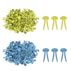 1000 PCS Paper Brass Fasteners Split Pins, Yellow/Sky Blue, 4.5 x 8 mm