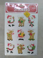 Vintage 1980’s Christmas 36 Stickers Sealed Package Santa Claus & Reindeer