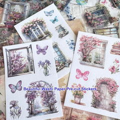 64 Sheets Vintage Floral Scrapbooking Kit, Precut Floral Natural Garden Flowers