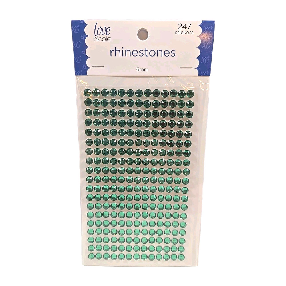 New Love Nicole Green Rhinestone Stickers 6MM Craft Embellishment 247 Count