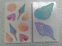 Vintage Mrs Grossman’s Stickers SEASHELLS 4 small mods = 8 pearlescent 2 laser