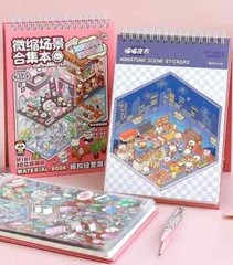 Miniature 3D Scene Stickers Scrapbook, 32 Unique Themes 1.0+2.0 for Best Gift