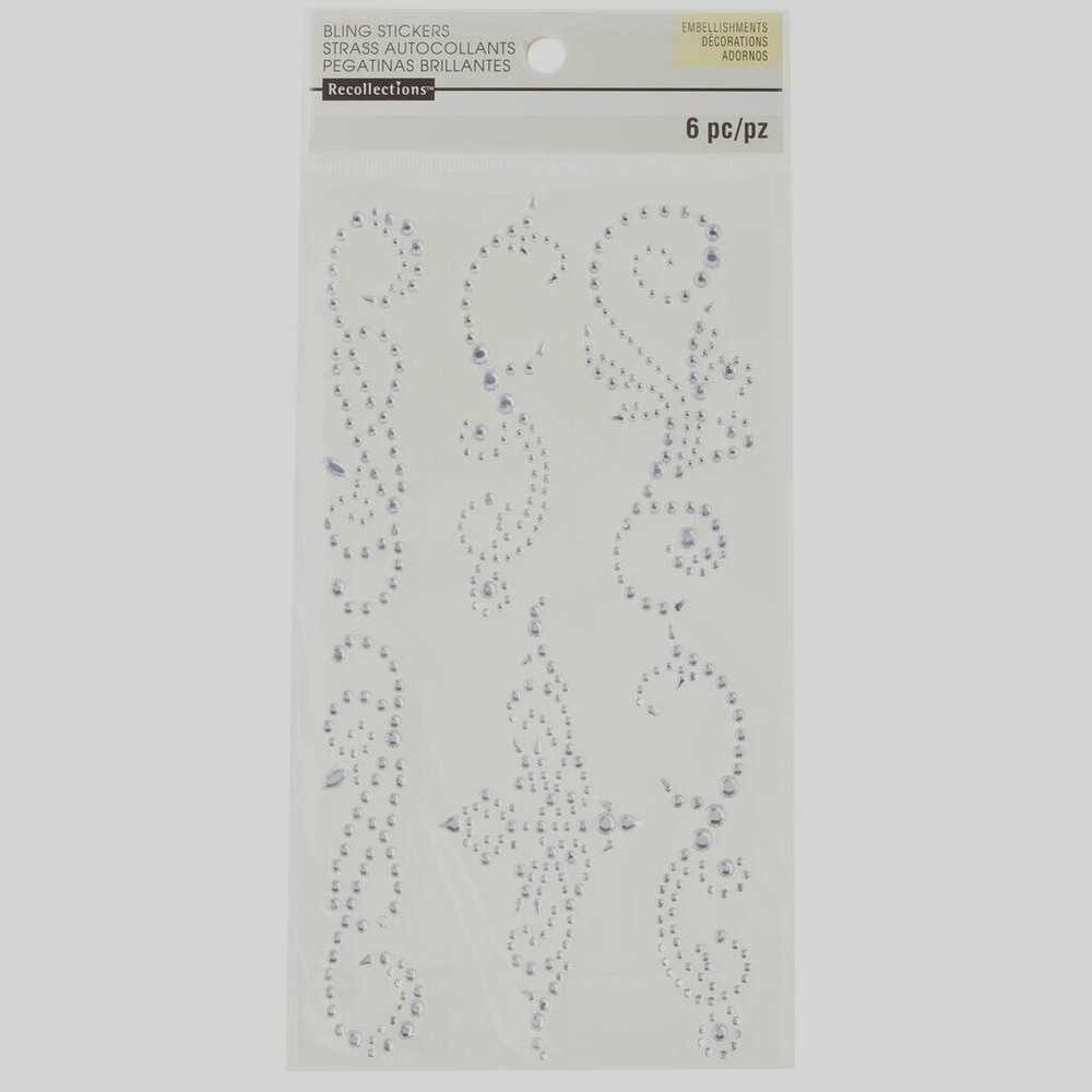 Swirls Flourish Bling Clear Rhinestones Border Accent Recollections Stickers