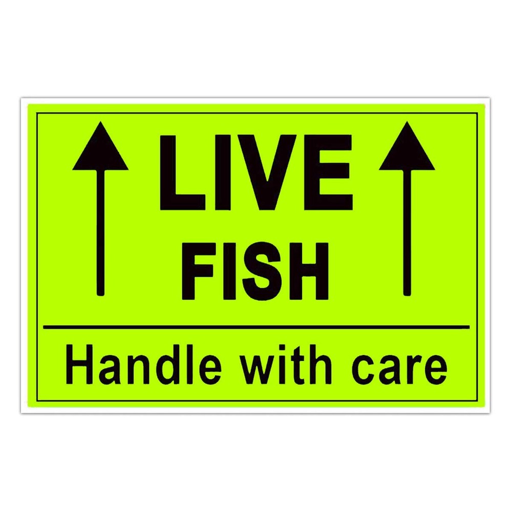 Remarkable Live Fish Stickers Shipping Labels, 2 X 3 Inch Fluorescent Green Plea