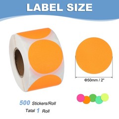 500pcs Colored Dot Stickers 2″ Color Coding Labels Stickers, Fluorescent Orange