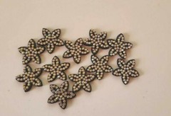 CraftbuddyUS 10pcsx0.75 in AB Clear Black POINTED FLOWER Rhinestone Gems,No GLUE