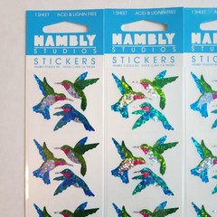Hambly Studios Prismatic Stickers Mini Hummingbirds P7131 Birds Sparkle VTG New