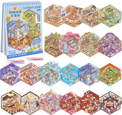 20 Sets 3D Sticker Scene Book, Cute Cartoon Room Scene Stickers, Crafting Gifts