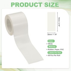 80 Pcs Thermal Sticker Paper, 1.2×2.8″ Square Thermal Printer Label, White