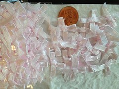 50 Bows Pink Satin bow Baby Girl Shower Paper Piecing Scrapbooks Valentines card
