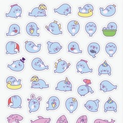 Stickii – Seal & Shark Stickers – Mini Kawaii Sea Life Sticker Sheet – Planners