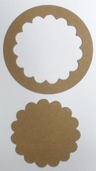 {4} CIRCLE SCALLOP – Bare Unfinished Frame Chipboard Die Cuts – 3 5/8″