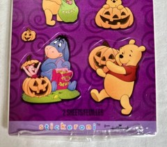 VTG Winnie The Pooh Halloween Glow In The Dark Stickers 2 Sheets x 5 Sealed