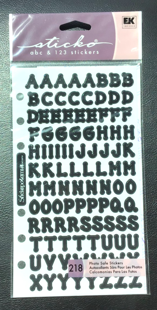 RETIRED STICKO THEMED SCRAPBOOK STICKERS Black Upper Lower Case ABC 123 *