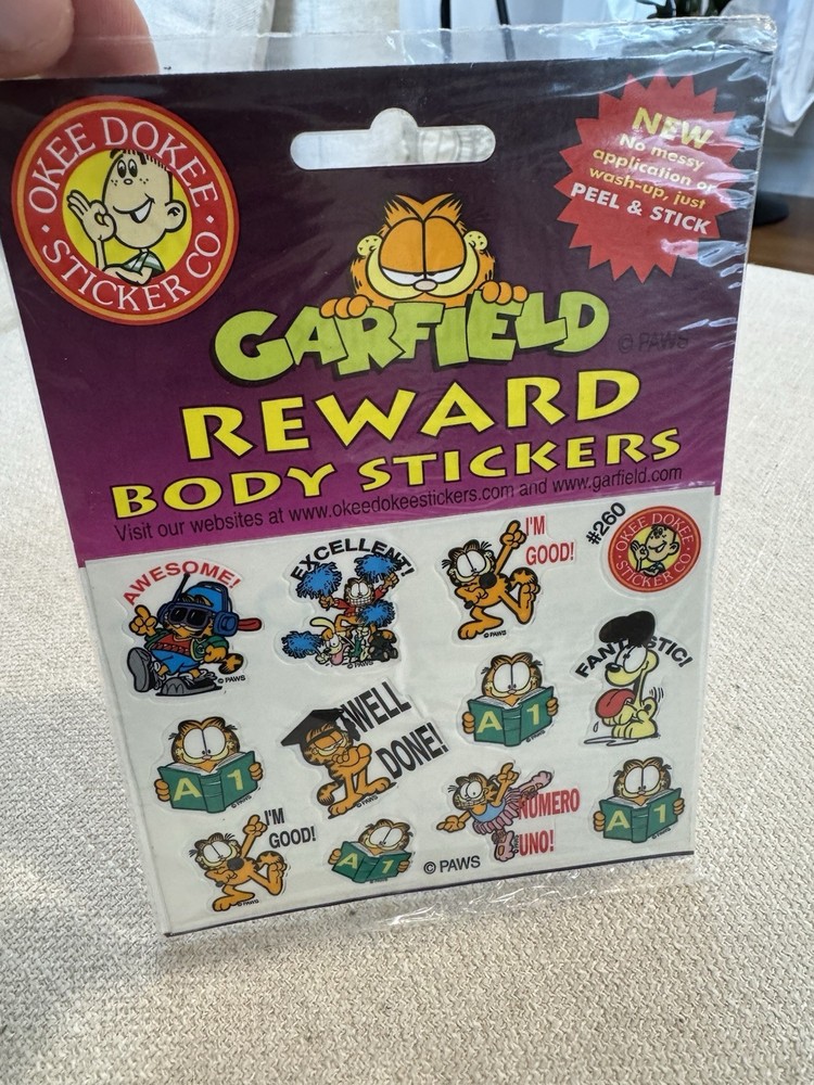 Garfield Reward Body Stickers NWT