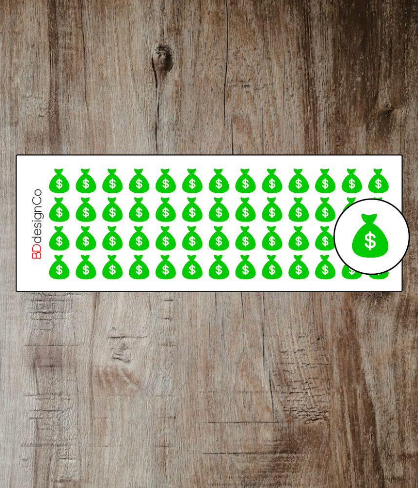 Money Pay Day Planner Reminder Stickers 52 Matte or Glossy Paper Kiss Cut (#149)