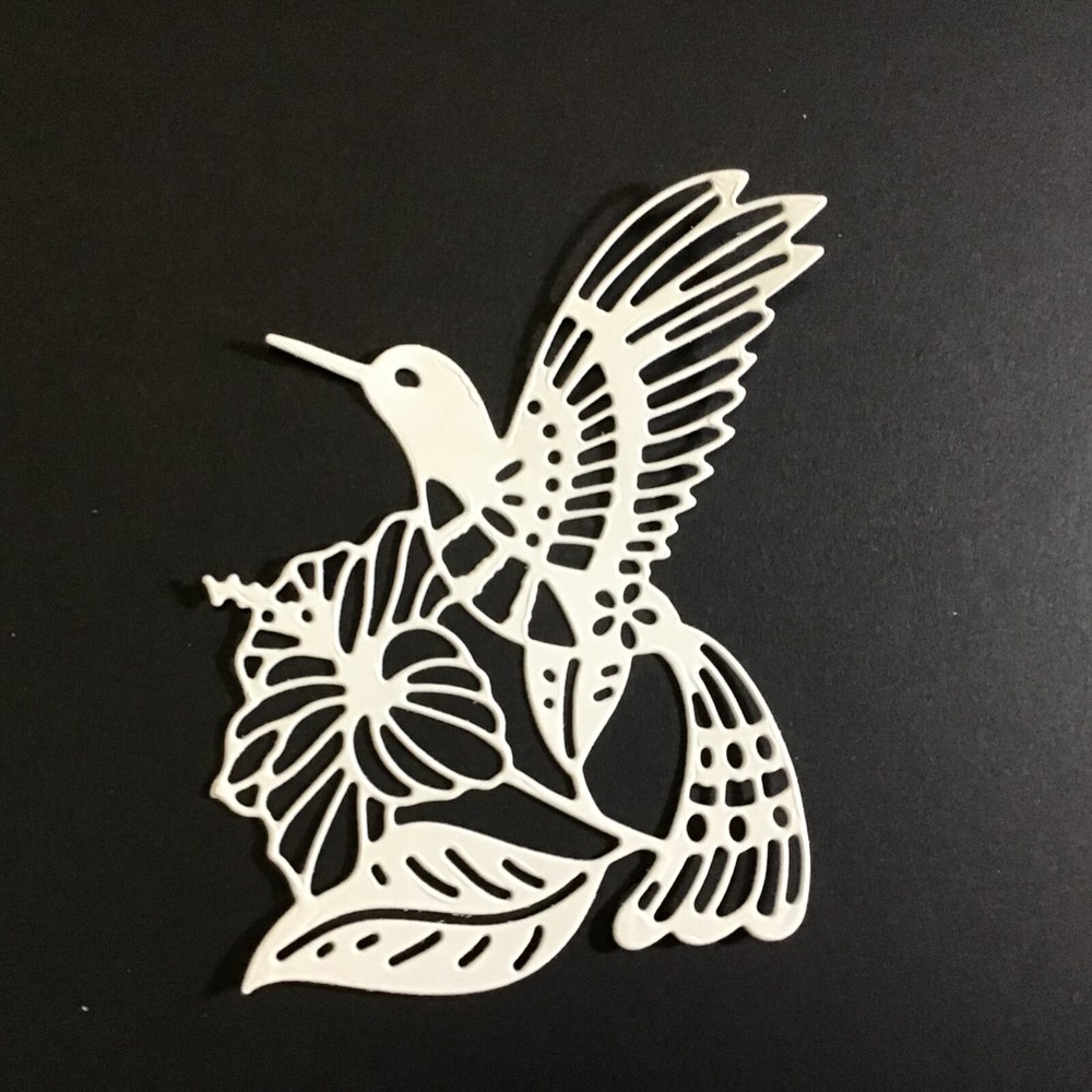 Hummingbird with Hibiscus Die Cut Embellishments 3-3/4” x 2-3/4” Choose Color